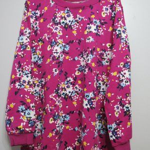 Woman Within L (18-20) Sweatshirt Crewneck Raspberry With Multi Floral NWOT